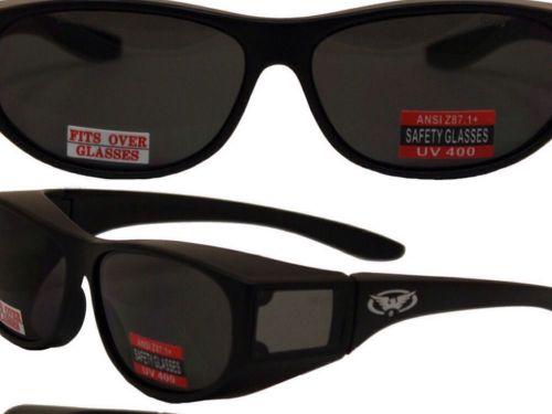 Global Vision Safety Fit Over Glasses with Black Frame and Smoke Lenses ESCORTSM