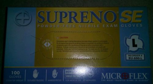 Microflex supreno se powder free nitrile gloves size l box of 100 for sale