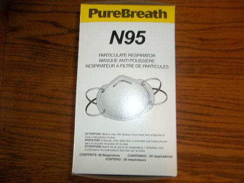 PUREBREATH N95 PARTICULATE RESPIRATORS 20 IN BOX FOR SANDING SWEEPING GRINDING