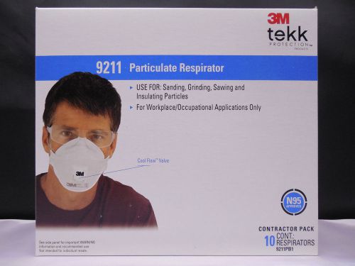 NEW BOX OF 10 3M N95 PARTICULATE RESPIRATOR MASK 9211 TEKK PROTECTION W/ VALVE