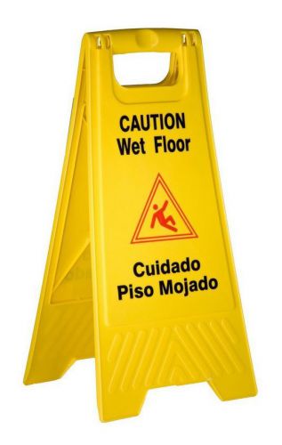 Commercial wet floor safety sign &#034;caution wet floor&#034;&#034;cuidado piso mojado&#034;imprint for sale