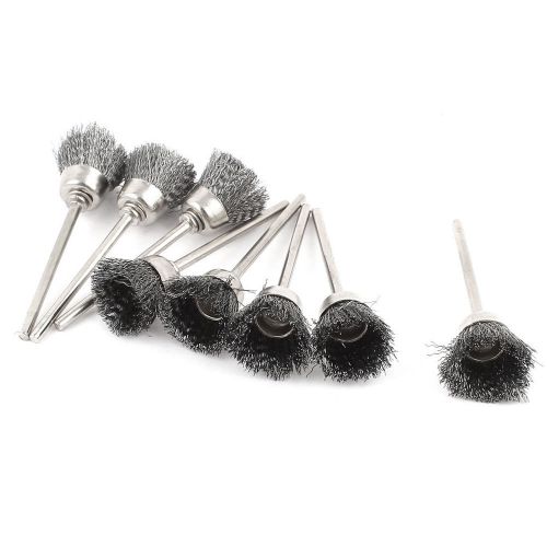 8 Pcs 2.3mm Shank 15mm Cup Shape Stainless Steel Wire Brush for Rotary Tool