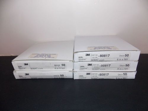 LOT OF 5 BOXES OF 3M 268L 150 DISCS OF 60MIC 100 DISCS OF 80MIC GRADE 6IN X NH