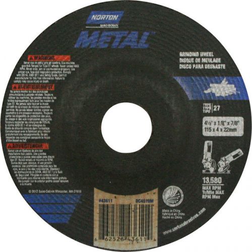 Norton Metal Grinding Wheel-4.5in Dia. #076607-75910-8