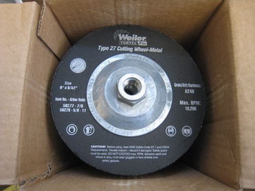 New Weiler Type 27 56278 6&#034; Cutting Wheel 6&#034; x 3/32&#034; x 5/8&#034;-11 A24R Box of 10