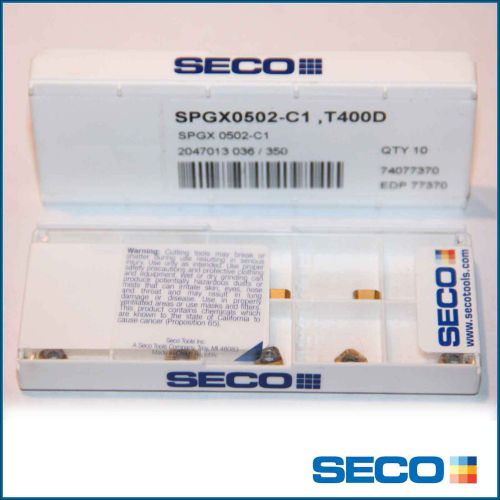 SPGX 0502 C1 T400D SECO ** 10 INSERTS *** FACTORY PACK ***