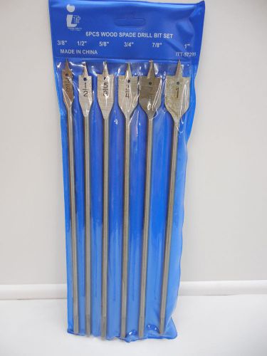 6 pc 12&#034; extra long wood spade drill bit 3/8&#034; to 1&#034;