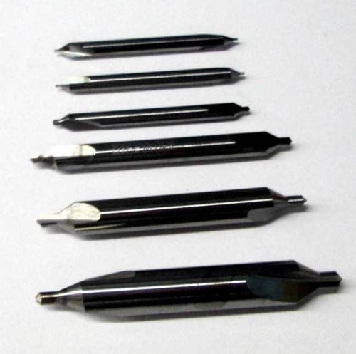 6 pc  usa made #00 to #4 x60 deg plain carbide combined drill &amp; countersinks set for sale
