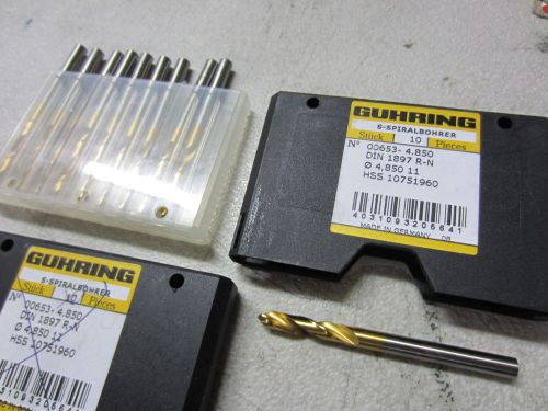 15 new guhring 00653-4.850mm #11 hss stub machine length tin coated twist drills for sale