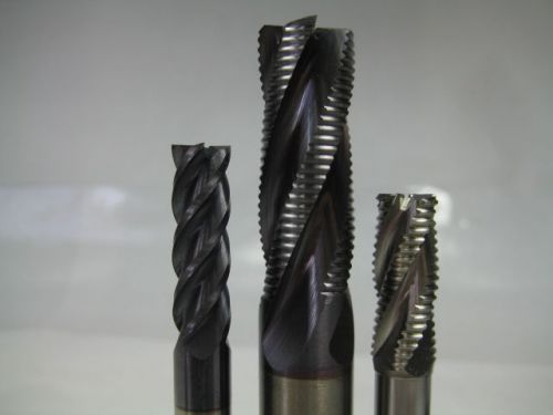 LOT ( 3 ) CARBIDE &amp; ROUGHING ENDMILL MILLING LATHE CNC CUTTING TOOL ROUGHER BITS