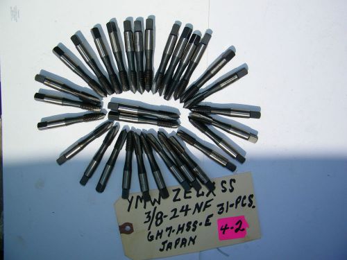 31-PCS, YMW-ZELX SS 3/8-24NF GENTLY USED,  HAND TAP GH7 HSS-E JAPAN, USED