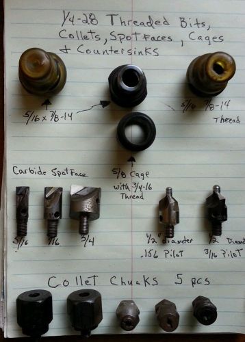 1/4-28 Threaded bit tooling Collet Chucks, Spotfaces, Cages Countersinks USA