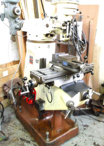 Bridgeport vertical milling machine, 9 inch x 32&#034;  1 hp chrome ways many extras for sale