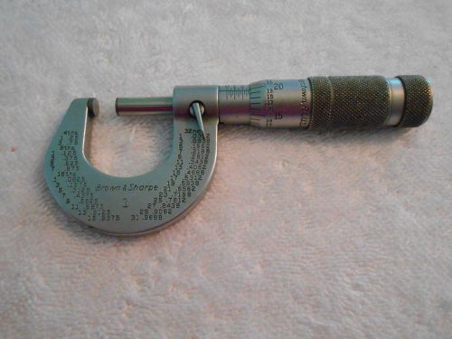 Brown &amp; Sharpe Micrometer, 0-1&#034;, .0001&#034;, Machinist Tool