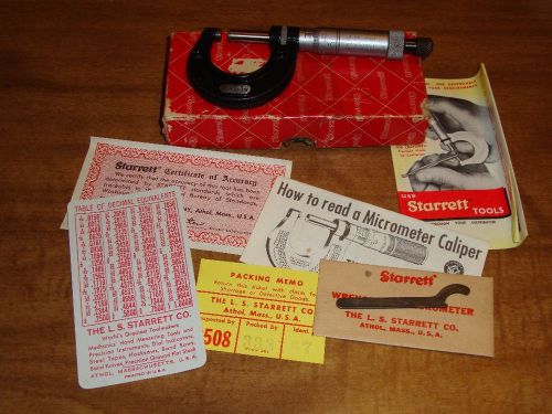 Starrett 0-1 Inch Micrometer No 436 With Box Free Shipping
