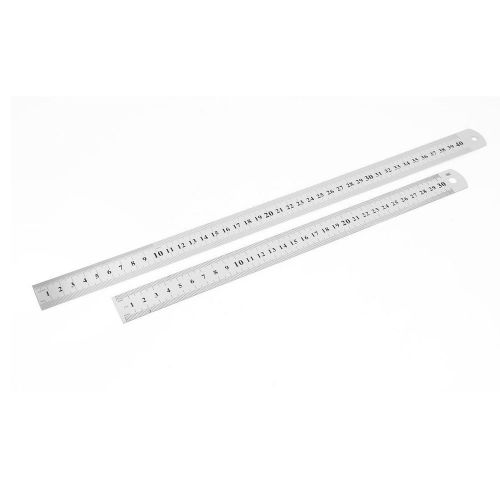 2 in 1 30cm 40cm Double Side Stationery Metric Straight Ruler Silver Tone
