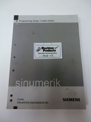 Siemens Sinumerik Cycles Programming Guide 11/2002 Edition 840D/840Di/810D