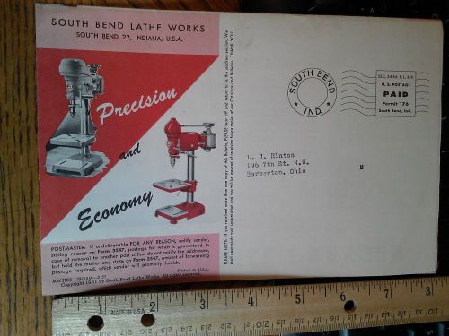 1950s SOUTH BEND LATHE WORKS BULLETIN ADVERTISEMENT #7 lathe drill press grinder