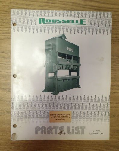 Rousselle Press Parts List Manual