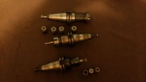 Lot of 3 cat 40 collet tool holders with 7 collets. er16 and er 25  lot. for sale