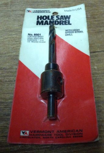 NOS Vermont American 9/16&#034; to 1-3/16&#034;  Hole Saw Mandrel 8501 Made in the USA