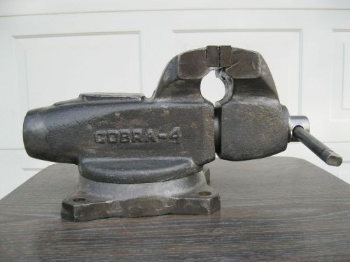 Vintage cobra - 4 heavy duty swivel bench vise great working condition. for sale