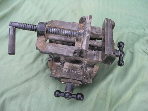 Vintage jacobs 100 cross slide 4&#034; drill press milling machinist vise - 2 way for sale