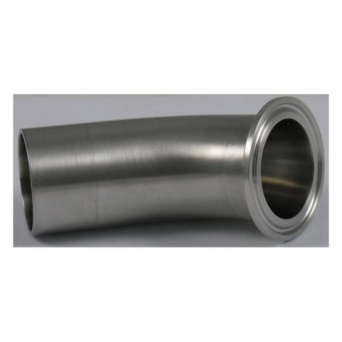 1.5&#034; 45 Degree Weld x Clamp Elbow BPE Fitting, 316L Stainless, 20Ra MPID/Mill OD