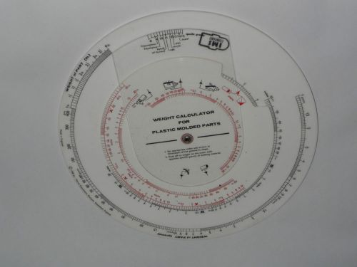 1980 CIRCULAR SLIDE RULE &#039;WEIGHT CALCULATOR FOR PLASTIC MOLDED PARTS&#039;! ENGLAND!