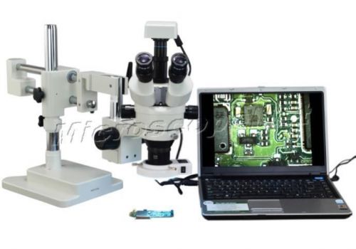 3.0mp usb digital trinocular stereo zoom dual-bar microscope 2x-90x+54 led light for sale