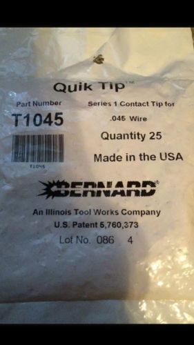 Bernard, miller electrick, contact tip, fastip, quick tip, t1045, .045, 25 weld for sale