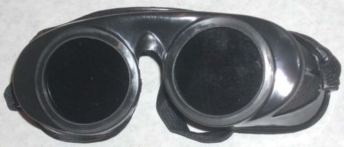 10 black welding goggles 50mm round lens fixed front shade 5 for sale