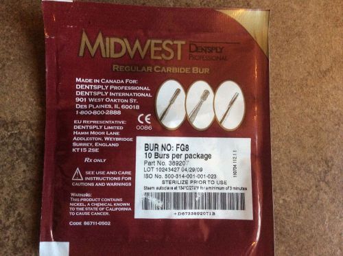 DENTSPLY / MIDWEST CARBIDE BURS # 8 ROUND FG - Pack of 10 BURS