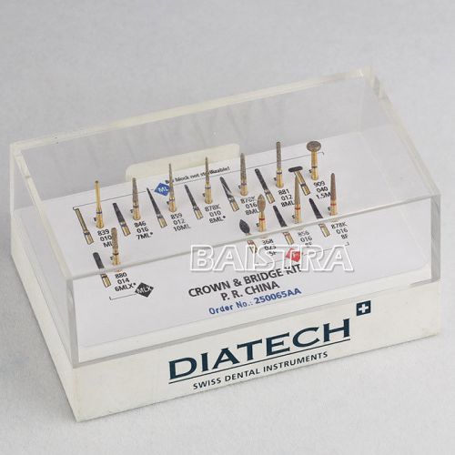 1 KIT Dental 11 PCS Dental Diatech Gold Diamond Burs crown&amp;bridge IN original