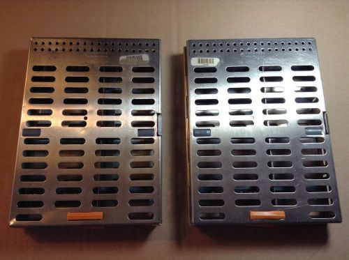 (2) thompson dental instrument sterilizer tray cases (stainless steel) for sale