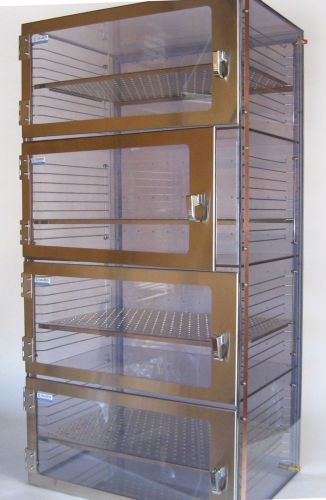 Wafer desiccator cabinet, static dissipative pvc, four chambers, with gas ports for sale