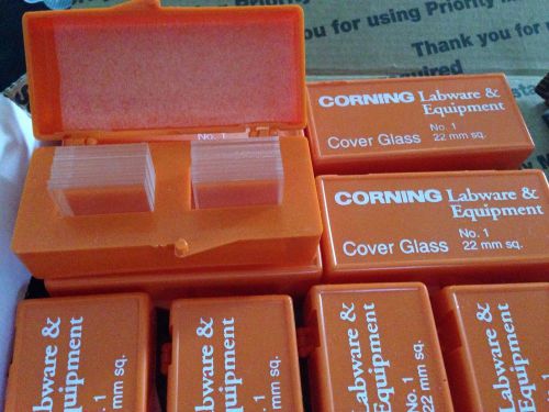 Lot of 10 PACKS CORNING No.1  22mm sq.CORNING COVER GLASS.LAB &amp; EQUIPMEMT.