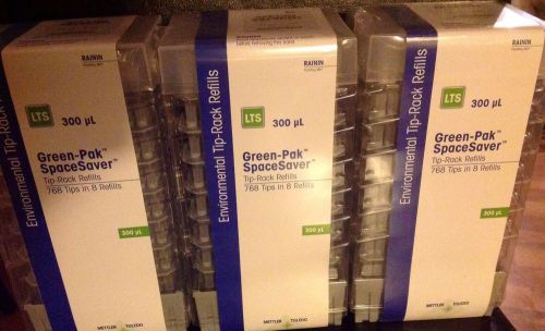 3cases green-pack rainin spacesaver gps-l300 bioclean 300ul tip-rack refills lts for sale
