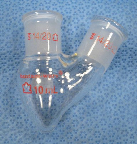 Kontes  10 ml  pear  shaped  2-neck  flask  both  14/20          y for sale