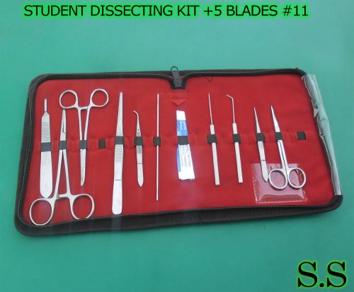 Set of 10 pc student dissecting dissection medical instruments kit +5 blades #11 for sale