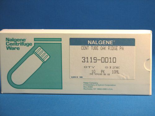 New nalgene pp 10ml oak ridge centrifuge tubes w/ screw caps pk/10 #3119-0010 for sale