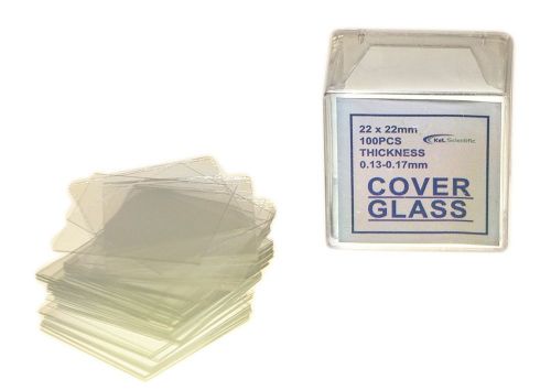 Kel scientific 22 x 22 mm microscope slides cover glass slips, 1 pack 100 for sale