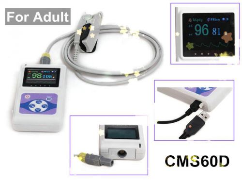 FDA CONTEC CMS60D Hand-Held Finger SpO2 PR LCD monitor,Adult Probe+ PC software