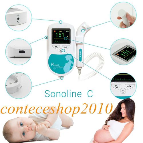 Color LCD Sonoline C 3.0 MHZ  probe fetal doppler,baby heart monitor,FHR CE