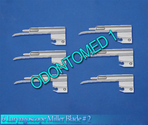 6 Miller Laryngoscope Blades # 2 Surgical EMT Anesthesia