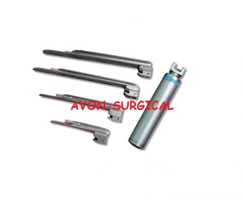 New laryngoscope miller set of 4 blades &amp; 1 handle emt anesthesia intubation for sale