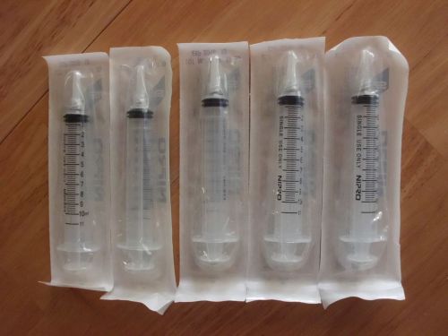 5 x nipro high quality sterile 10ml craft measure syringe w/ luer lock tip for sale
