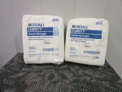 2 KENDALL CURITY GAUZE SPONGES 200 PACK 8&#034; 4&#034; TYPE VII 2835 MEDICAL DRESSING NEW