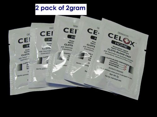 2pk celox first aid traumatic wound stops bleeding fast bandage first aid kit 2g for sale