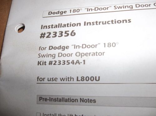 New Old Stock Braun 180 Degree Indoor Swing Door Operator # 23356 Use W L800U